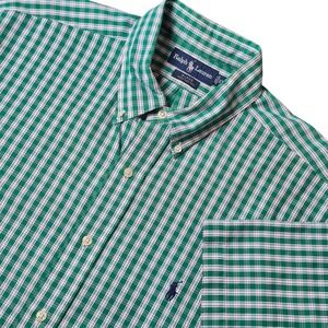 Ralph Lauren Men's XL Green Plaid Blake Button Front Short Sleeve Shirt